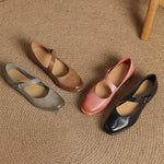 Remy Genuine Leather Almond Toe Mary Jane Flats