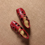 Caira Genuine Leather Peep-Toe Fisherman Sandals