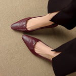 Cleva Genuine Leather Square-Toe Heels
