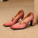 Elodie Genuine Leather T-Strap Heel Pumps
