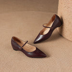 Evie Genuine Leather Pointed Toe Mary Jane Pumps
