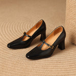 Elodie Genuine Leather T-Strap Heel Pumps