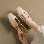 Reve Genuine Leather T-Strap Heels