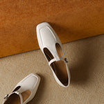 Velora Genuine Leather Square-Toe Mary Jane Pumps
