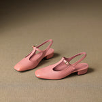 Reve Genuine Leather T-Strap Heels