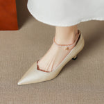 Raya Genuine Leather Rhinestone Anklet Pumps