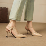 Luci Genuine Leather Pointed-Toe Mary Jane Heels