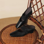 Maren Genuine Leather Square-Toe Mules