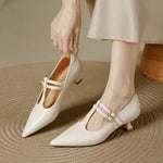 Mirel Genuine Leather T-Strap Pumps