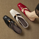 Aviel Genuine Leather Cross Strap Flats