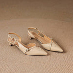 Elise Genuine Leather Pointed-Toe Slingback Heels