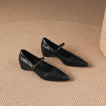 Evie Genuine Leather Pointed Toe Mary Jane Pumps