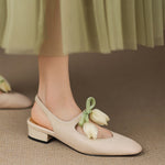 Tulip Genuine Leather Slingbacks