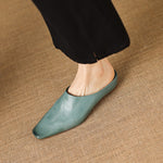 Noelle Genuine Leather Square-Toe Mules
