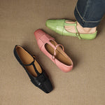 Leya Genuine Leather T-Strap Pumps
