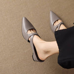 Selva Genuine Leather Cross-Strap Pointed Mules