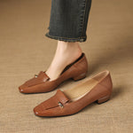 Selor Genuine Leather Square-Toe Pumps
