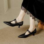 Mirel Genuine Leather T-Strap Pumps