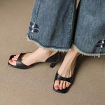 Avela Genuine Leather Open-Toe Heels