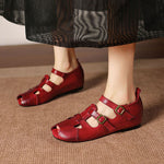 Caira Genuine Leather Peep-Toe Fisherman Sandals