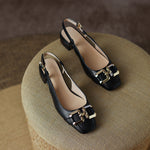 Cora Square Toe Leather Slingback Pumps
