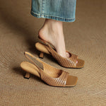 Muse Genuine Leather Square-Toe Slingback Sandals
