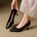 Cleva Genuine Leather Square-Toe Heels