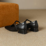 Velora Genuine Leather Square-Toe Mary Jane Pumps