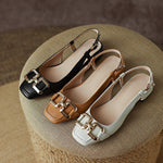 Cora Square Toe Leather Slingback Pumps