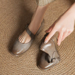Remy Genuine Leather Almond Toe Mary Jane Flats