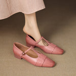 Leya Genuine Leather T-Strap Pumps