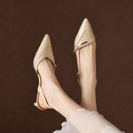 Elise Genuine Leather Pointed-Toe Slingback Heels