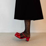 Olara Genuine Leather Round Toe Mule Heels