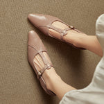 Rovena Genuine Leather T-Strap Heel Pumps