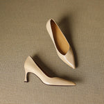 Aurea Genuine Leather Pointed-Toe Heels