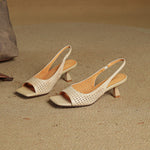 Muse Genuine Leather Square-Toe Slingback Sandals