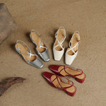 Klea Genuine Leather Cross-Strap Slingback Heels