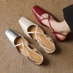 Klea Genuine Leather Cross-Strap Slingback Heels