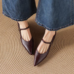 Evie Genuine Leather Pointed Toe Mary Jane Pumps