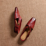 Rea Genuine Leather Square-Toe Mule Pumps