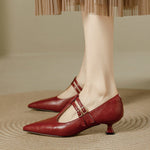 Mirel Genuine Leather T-Strap Pumps