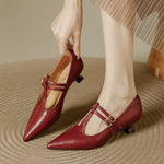 Mirel Genuine Leather T-Strap Pumps