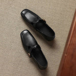 Krea Genuine Leather Whipstitch T-Strap Pumps