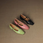Leya Genuine Leather T-Strap Pumps