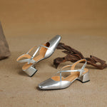 Klea Genuine Leather Cross-Strap Slingback Heels