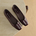 Roma Genuine Leather Square Toe Flat Pumps