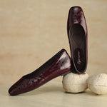 Roma Genuine Leather Square Toe Flat Pumps
