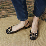Cora Square Toe Leather Slingback Pumps