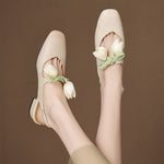 Tulip Genuine Leather Slingbacks