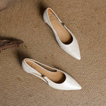 Zephy Genuine Leather Pointed Flats